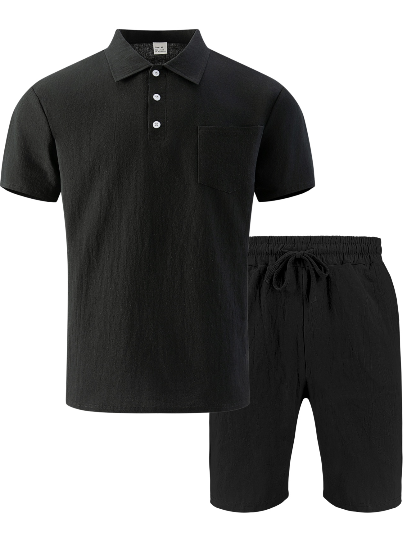 Men's Textured Linen Polo Shor - Short Linen Drawstring review and price