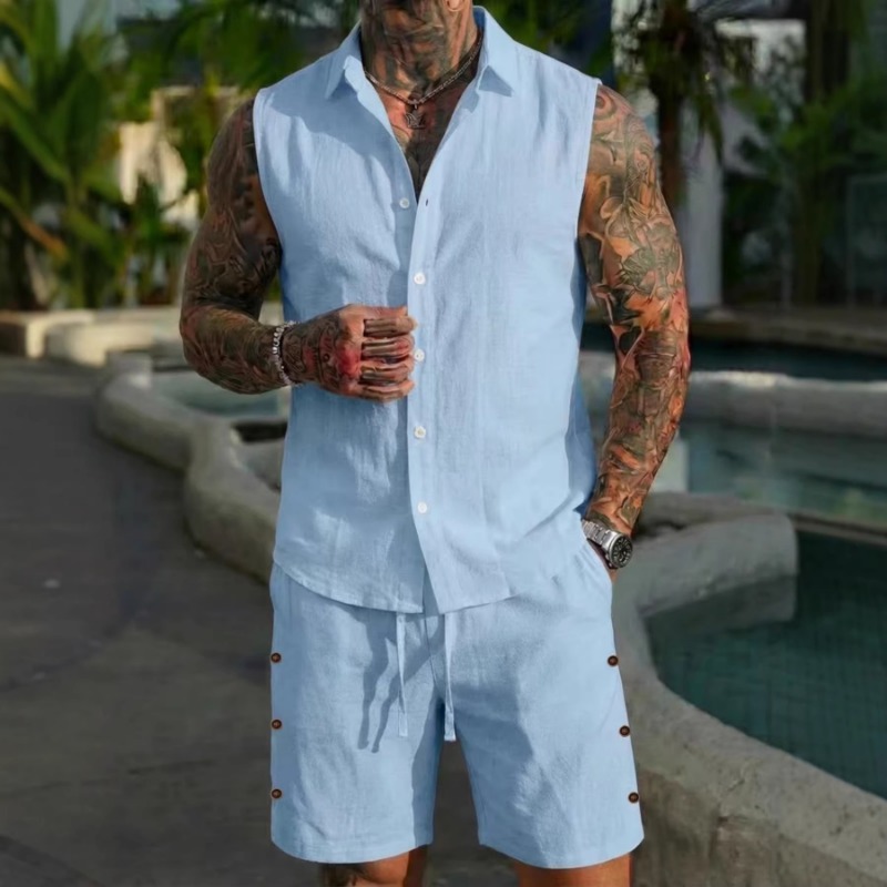 Men's 2 Piece Linen Textured S - Short Linen Drawstring review and price