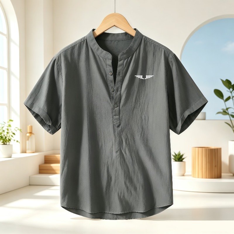 Men's cotton and linen Henley  - Linen Shirt Breathable review and price