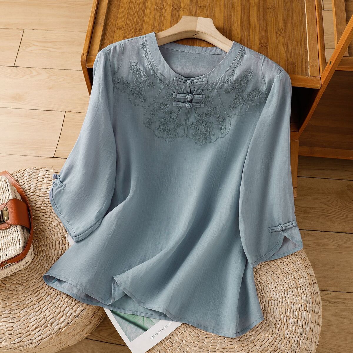 Chinese Style Round Collar But - Shirt Camp Collar review and price