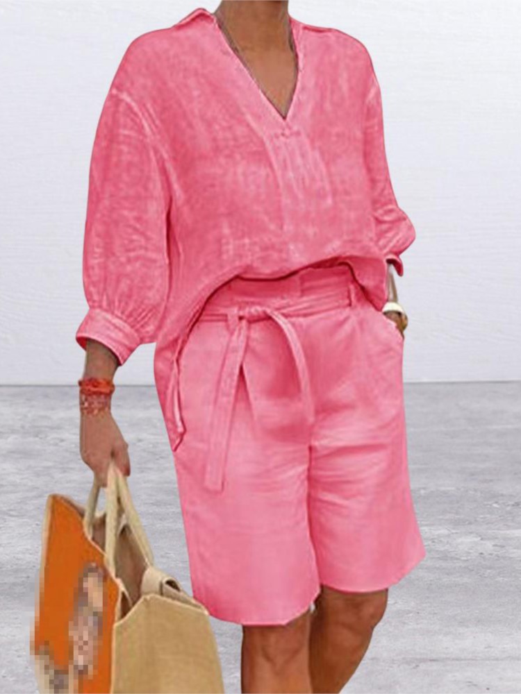 Women Suits Elegant Style Two  - Linen Shirt Breathable review and price